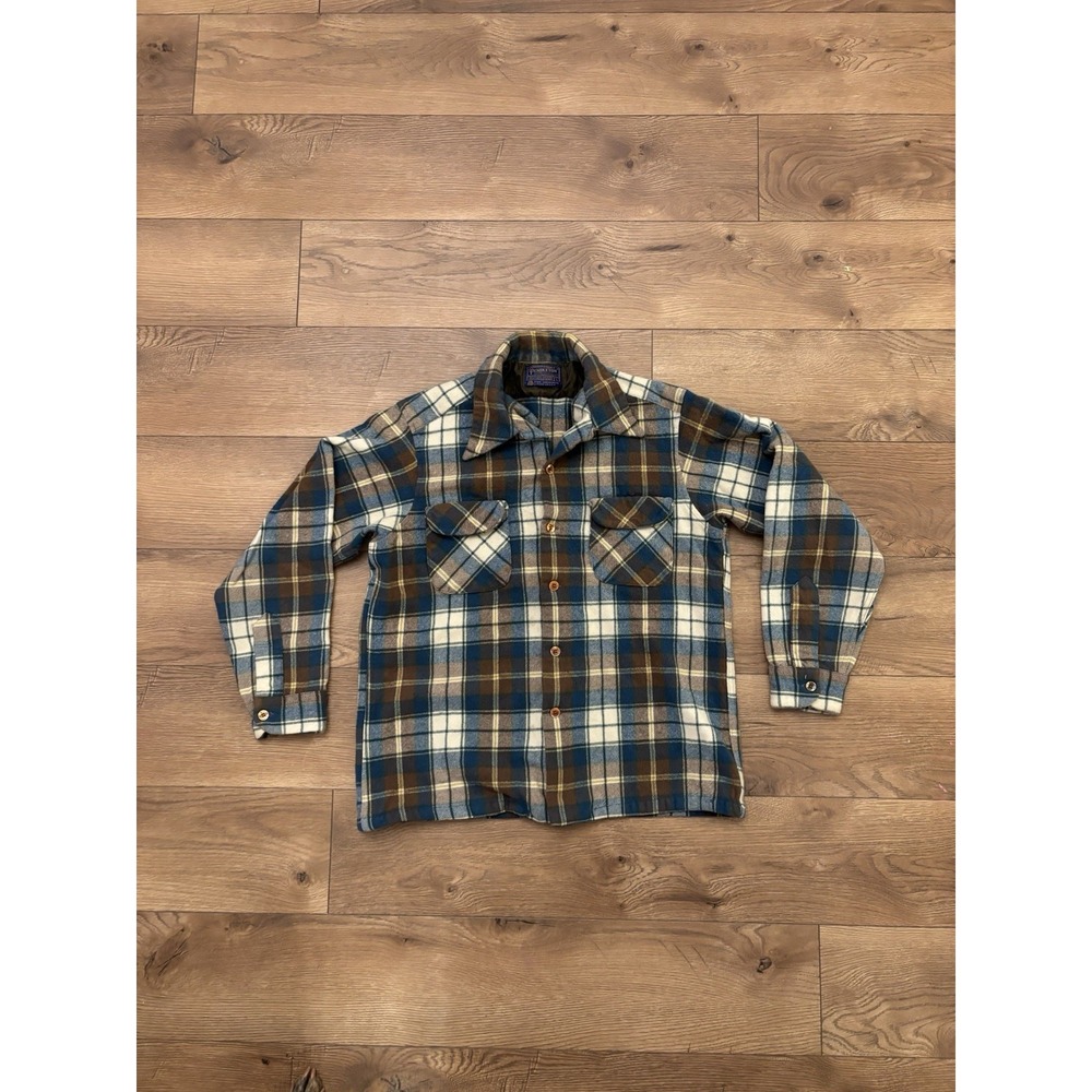 Men's Vintage 1960s/70s Pendleton Wool Loop Collar Made In USA Flannel Shirt L